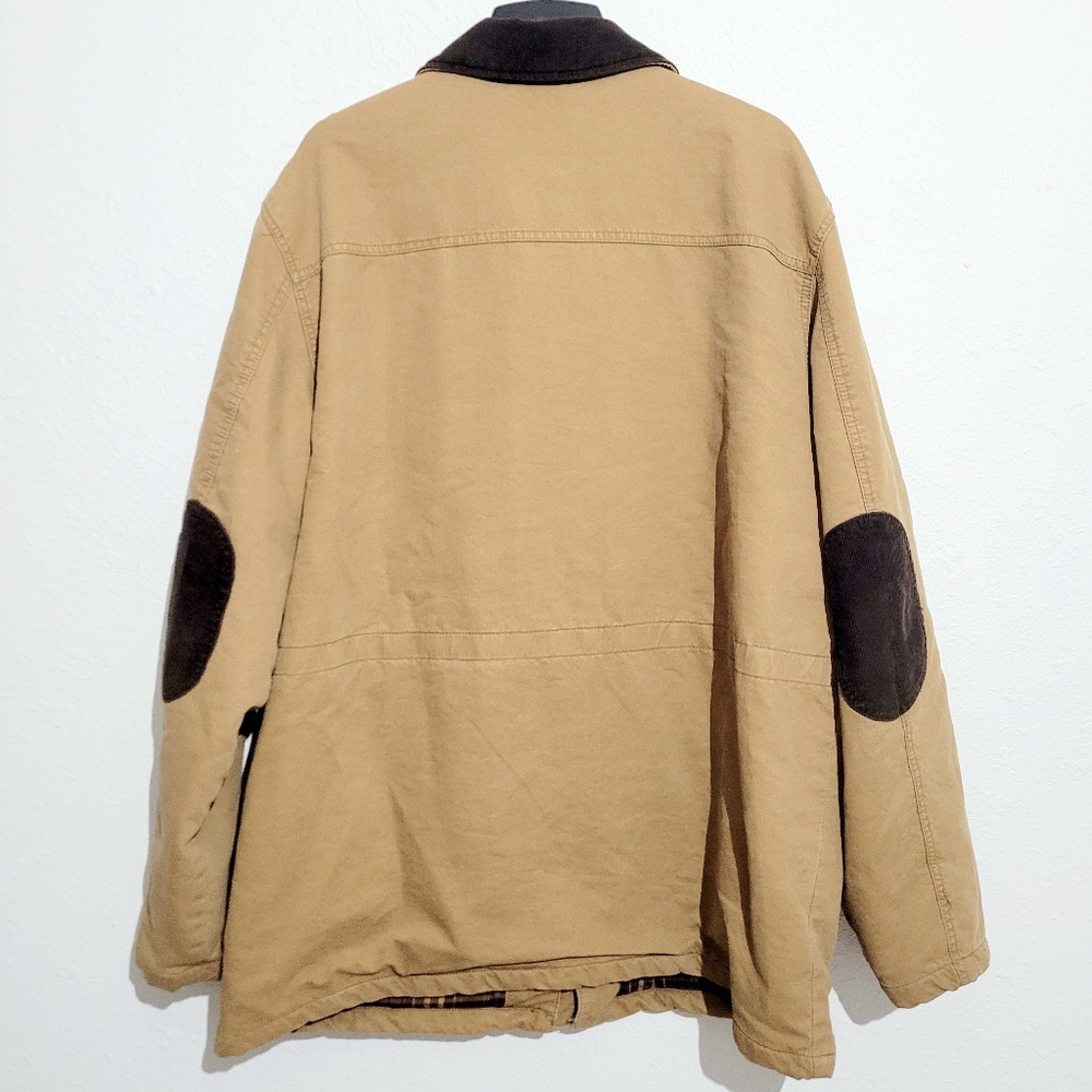 St John’s Bay Barn Coat Chore Jacket 2XLT Tan Brown Corduroy Collar Plaid Lined - Picture 3 of 14